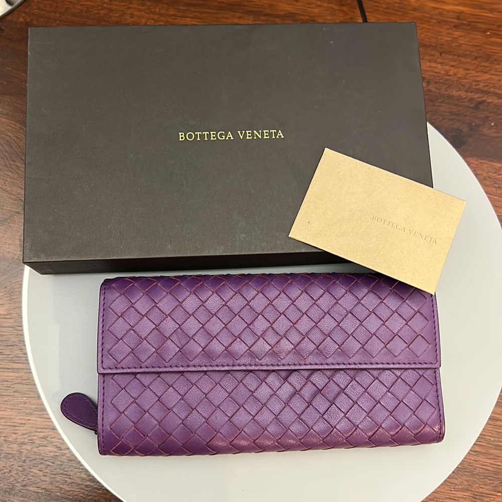 Bottega Veneta Intrecciato Bifold Long Wallet Lambskin Purple - Picture 14 of 14